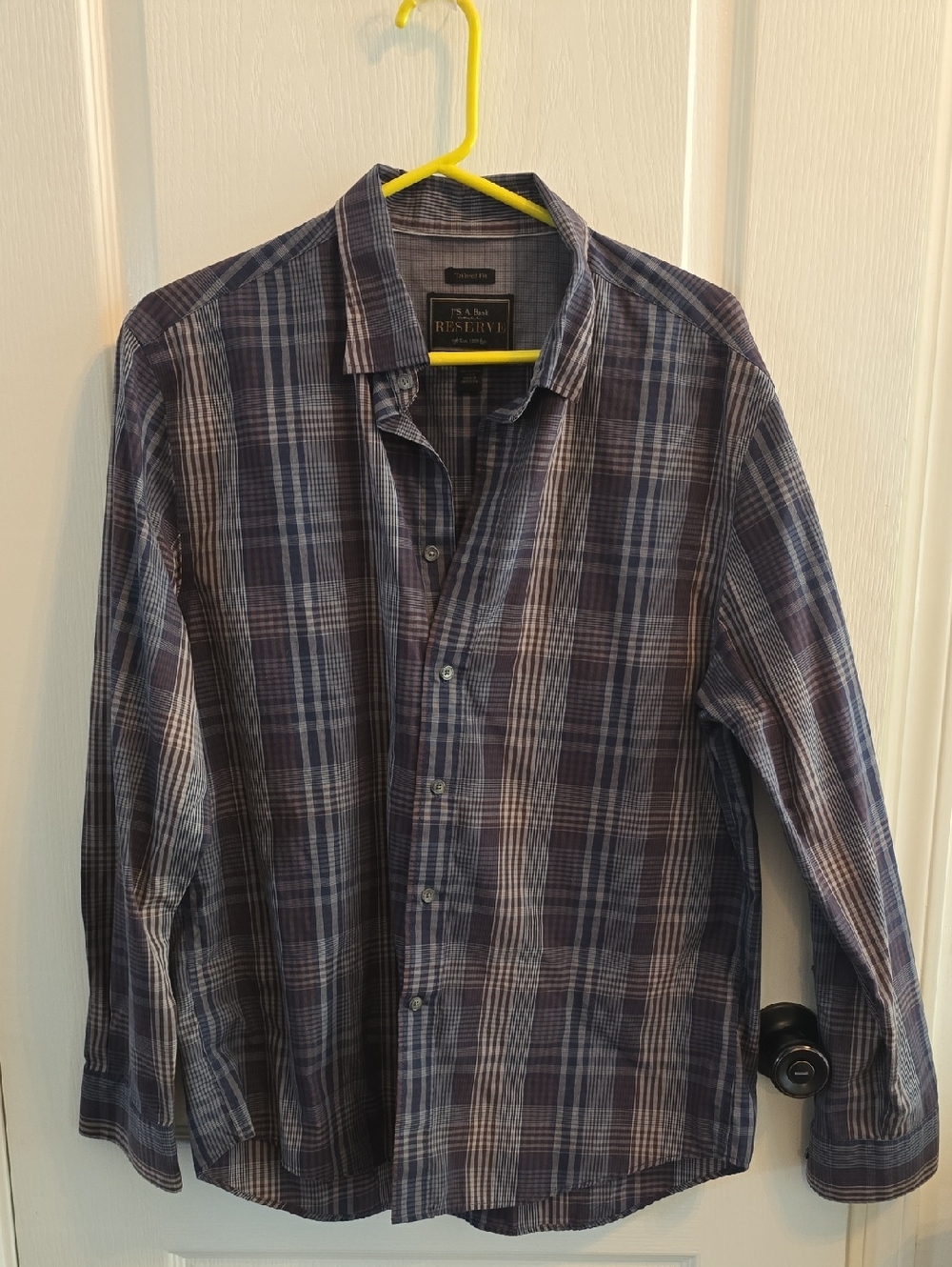 Jos. A. Bank Navy and Light Blue Plaid Button-Down Shirt